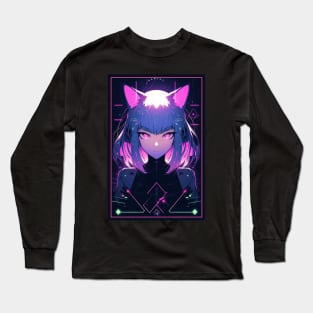 Anime Cat Girl | Quality Anime Design | Chibi Cat Girl Miaw | Manga Anime Art Long Sleeve T-Shirt